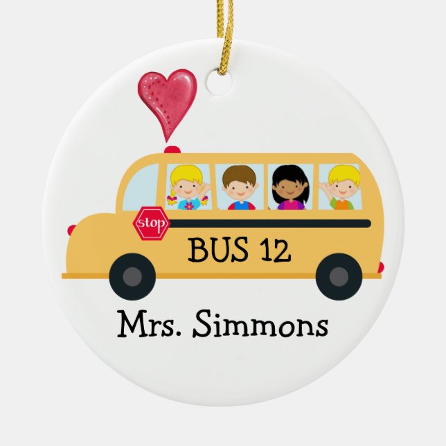 School Bus Driver - SRF Ceramic Tree Decoration (Front)