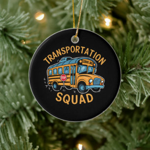 School Bus Driver Transportation Squad Ceramic Tree Decoration