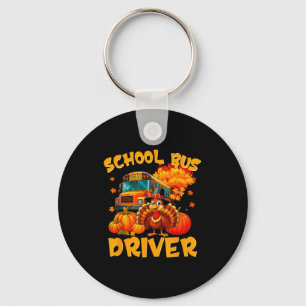 School Bus Driver Turkey Thanksgiving Gift Key Ring