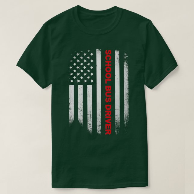 School Bus Driver US Flag Shirt (Design Front)