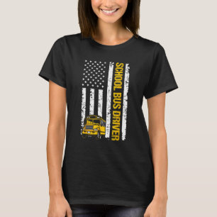 School Bus Driver US Flag Vintage Retro T-Shirt