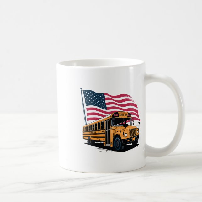 School Bus Driver Usa Flag  Coffee Mug (Right)