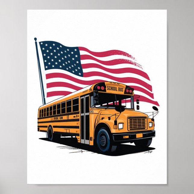 School Bus Driver Usa Flag  Poster (Front)