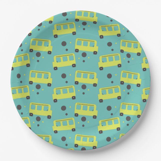 School Bus Driver Yellow Confetti Teacher  Paper Plate (Front)