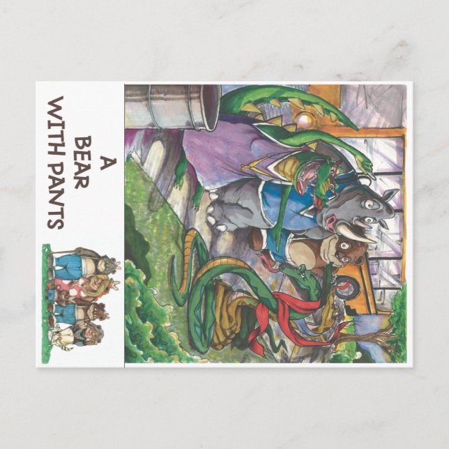 School Bus from "A Bear With Pants" Book Postcard (Front)