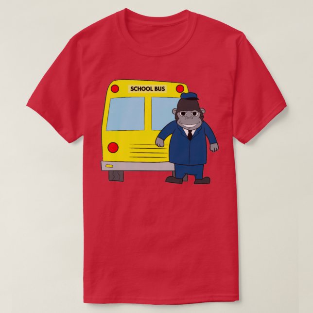 School Bus Gorilla Bus Driver T-Shirt (Design Front)
