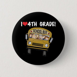 School Bus I Love 4th Grade 6 Cm Round Badge