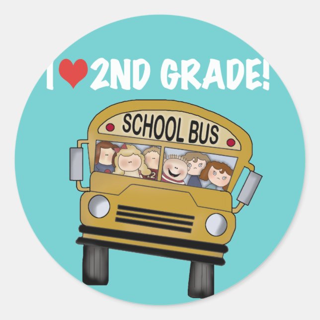 School Bus Love 2nd Grade Classic Round Sticker (Front)