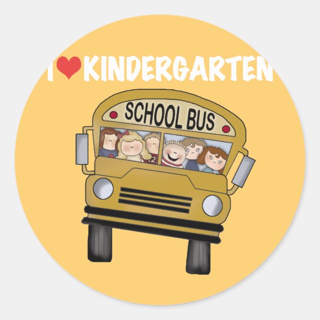 School Bus Love Kindergarten Classic Round Sticker (Front)