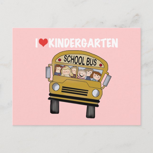 School Bus Love Kindergarten Postcard (Front)