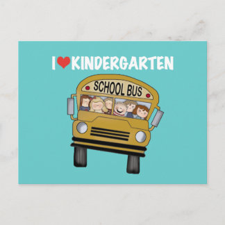 School Bus Love Kindergarten Postcard