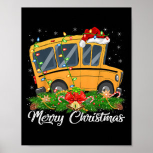 School Bus Lover Matching Santa Hat School Bus Chr Poster