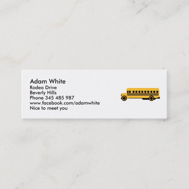 School bus mini business card (Front)