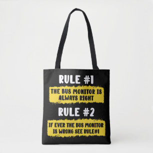 School Bus Monitor Rules Tote Bag