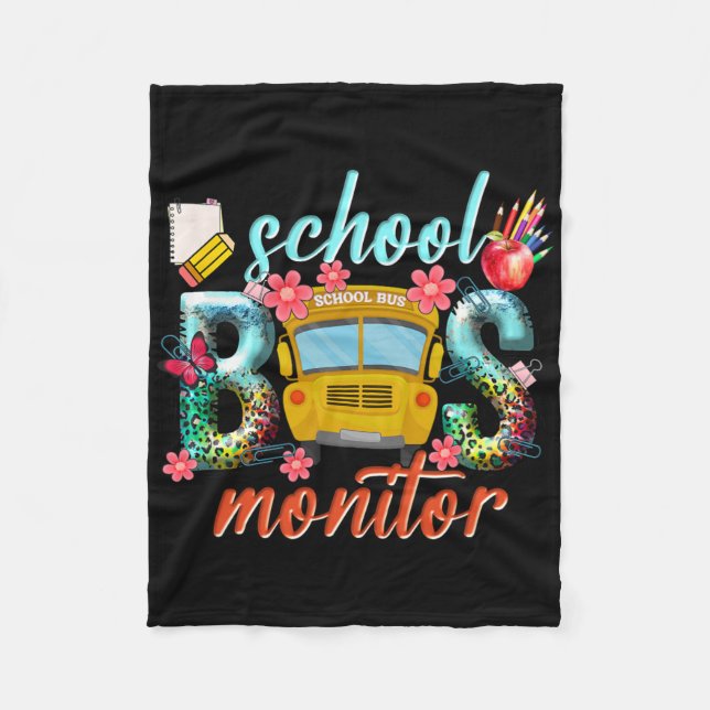 School Bus Monitor School Bus Driver Back To Schoo Fleece Blanket (Front)