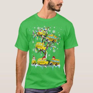 School Bus On Xmas Tree Christmas Santa School T-Shirt