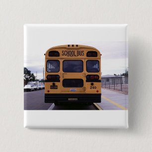 School Bus Picture 15 Cm Square Badge