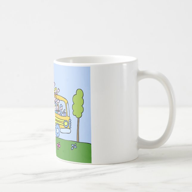 School Bus Riders Cartoon Coffee Mug (Right)