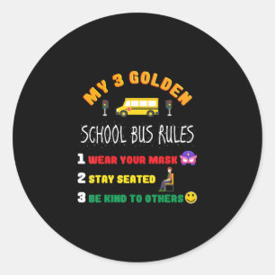 School Bus Rules For Students Funny School Bus Classic Round Sticker