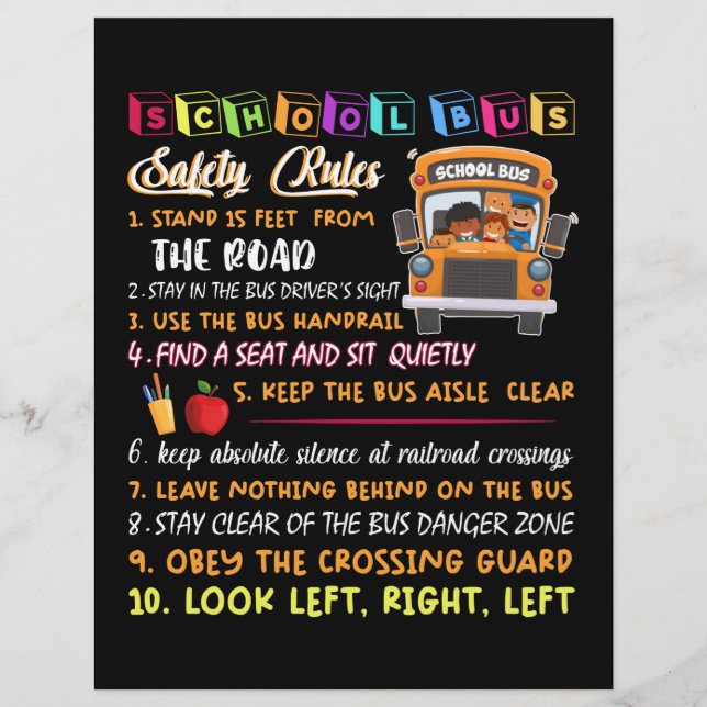 school bus safety rules custom letterhead (Front)