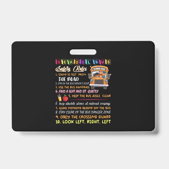 school bus safety rules ID badge (Front)