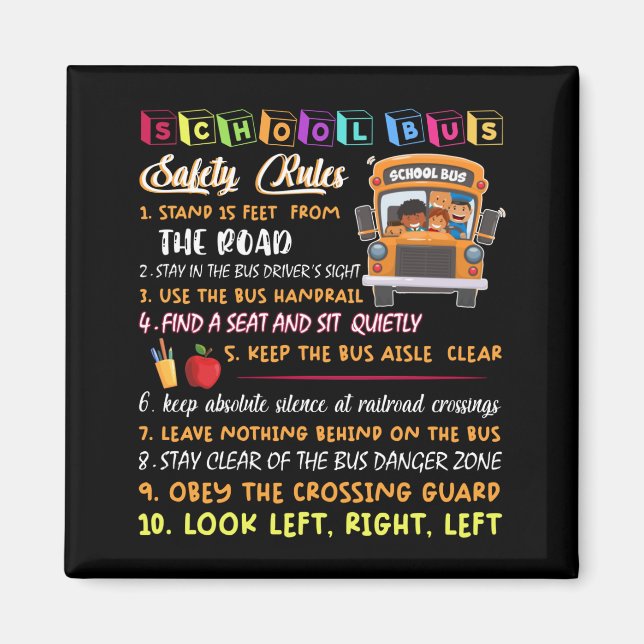 school bus safety rules magnet (Front)