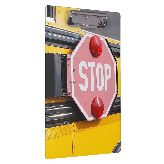 School Bus Stop Sign on Clipboard (Right)