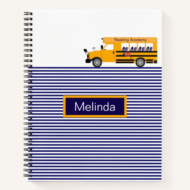 School Bus Stripes Design Custom School Notebook (Front)