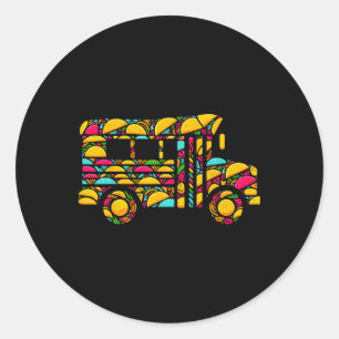School Bus Tacos Kids Mens Womens Mexican Cinco De Classic Round Sticker