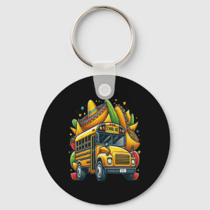 School Bus Tacos Kids Mens Womens Mexican Cinco De Key Ring