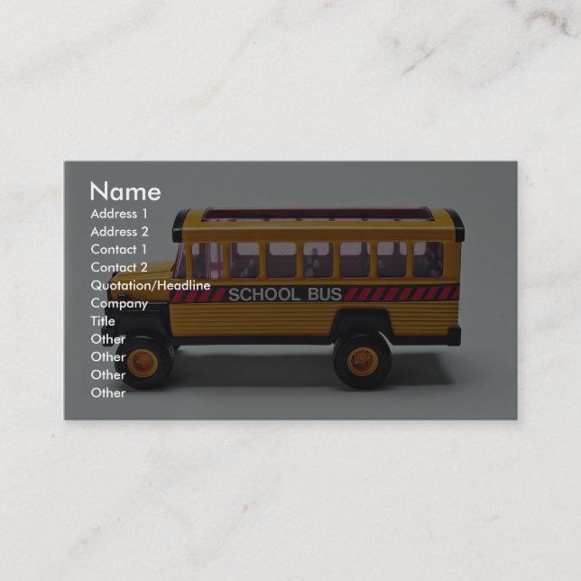 School bus toy for kids business card (Front)