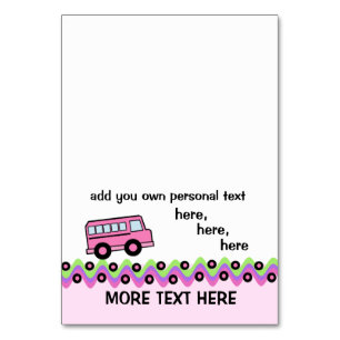 School Bus Wheels Pink Party Card 2