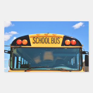 School Bus With Amber & Red Lights Rectangular Sticker