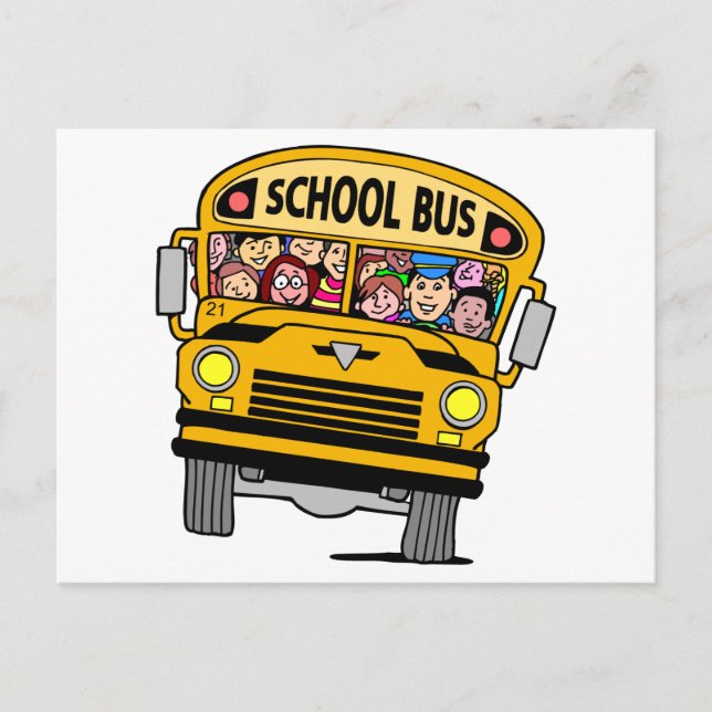 School bus with back to school children postcard (Front)