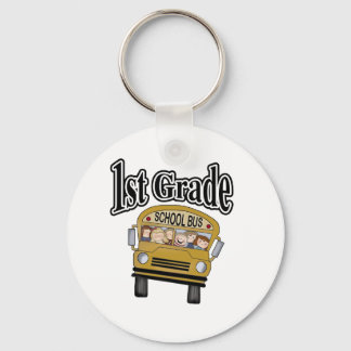 School Bus with Kids 1st Grade Key Ring