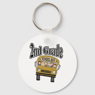 School Bus with Kids 2nd Grade Key Ring