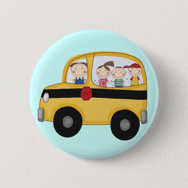 School Bus with Kids T-shirts and Gifts 6 Cm Round Badge (Front)