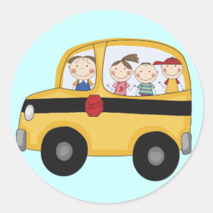 School Bus with Kids T-shirts and Gifts Classic Round Sticker