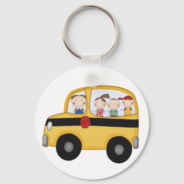 School Bus with Kids T-shirts and Gifts Key Ring (Front)