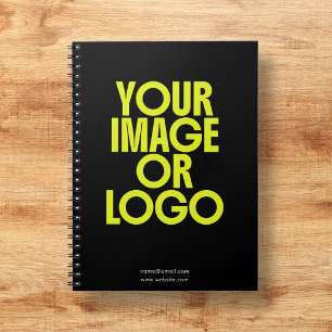 School Business Logo Photo Minimalist Black Notebook