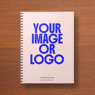 School Business Logo Photo Minimalist Pink Notebook