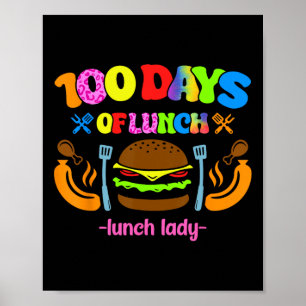 School Cafeteria Worker Lunch Lady 100 Days Of Lun Poster