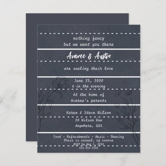 School Chalkboard Casual Wedding Invitation (Front/Back)