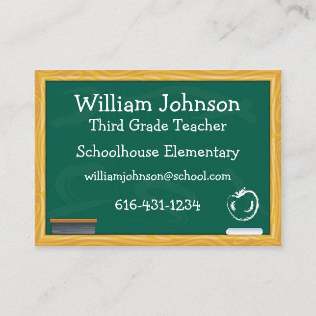 School Chalkboard Teacher Business Card (Front)