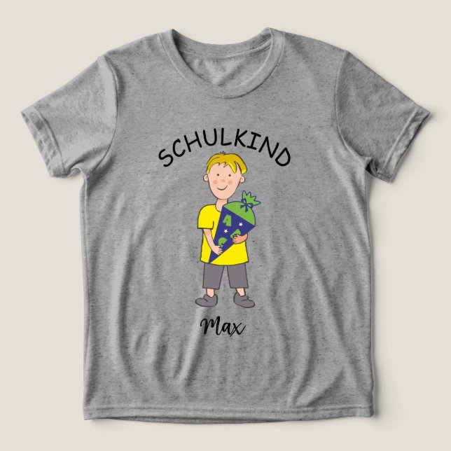 School Child - Young with school bag 1 | Tri-Blend Shirt (Design Front)