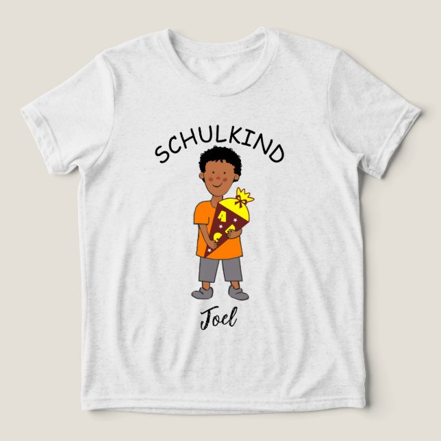 School Child - Young with school bag 2 | Tri-Blend Shirt (Design Front)