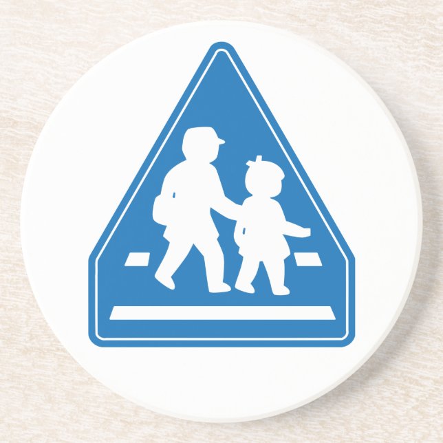 School Children Crossing >> Japanese Traffic Sign Coaster (Front)
