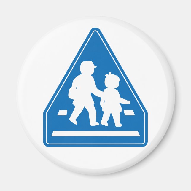 School Children Crossing >> Japanese Traffic Sign Magnet (Front)
