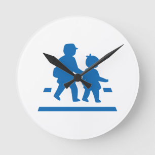 School Children Crossing >> Japanese Traffic Sign Round Clock