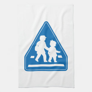 School Children Crossing >> Japanese Traffic Sign Tea Towel